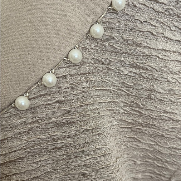 Pearl-Trim Taupe Dress and Jacket Set - Women’s Wedding Occasion - Picture 7 of 10